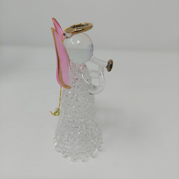 Vintage Angel Spun Glass Christmas Ornament Pink Wings Delicate Glass Skirt - Picture 3 of 9